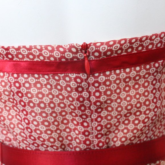 Moda International Red Cream Pattern Belted Dress - Picture 4 of 6